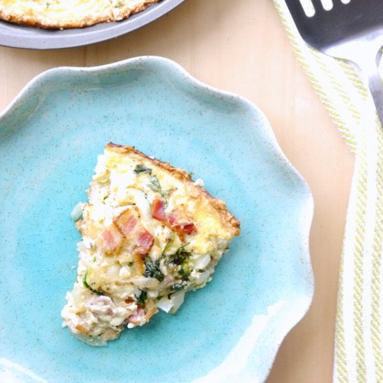 Bacon & Kale Quiche with Oat Crust