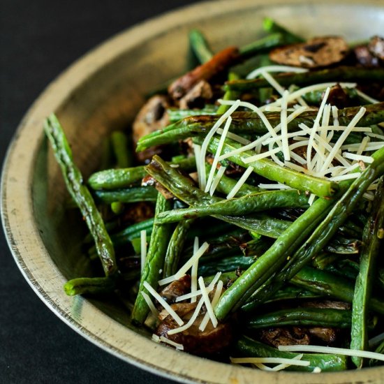 Roasted Green Beans & Mushrooms