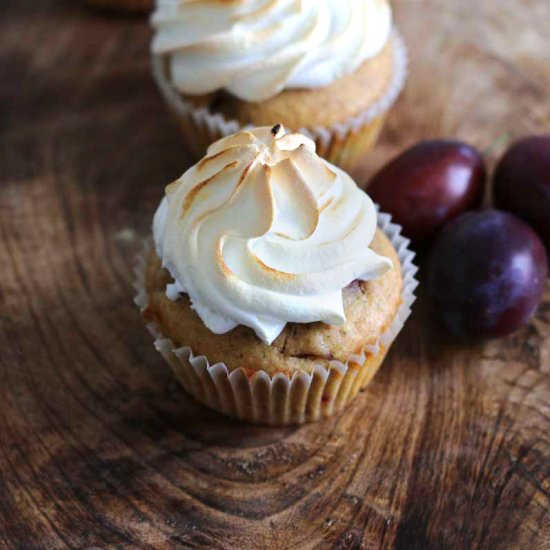 Plum Muffins with Meringue Topping