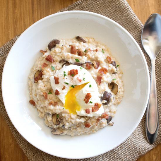 Bacon, Egg and Mushroom Oatmeal