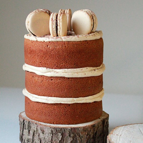 Espresso cake w espresso macarons