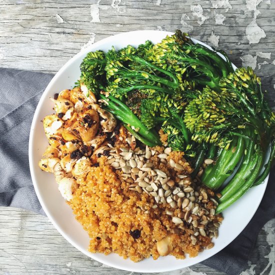 WASABI BROCCOLINI- SAFFRON QUINOA