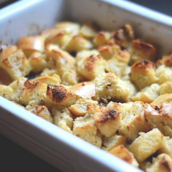 Bread pudding with bourbon sauce