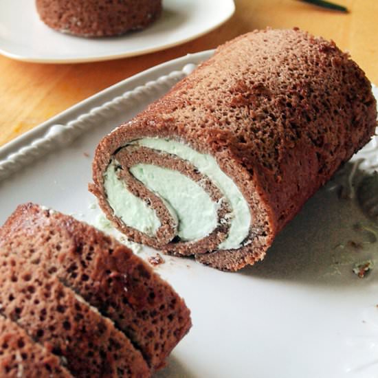 Chocolate mint cake roll