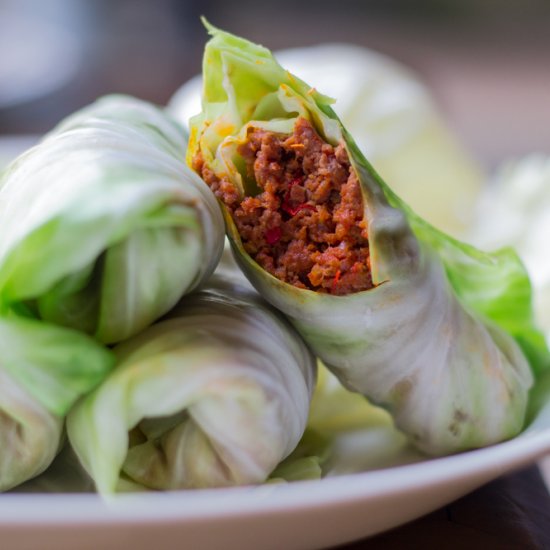 Peppered Beef and Cabbage Rolls