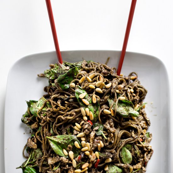 Black Sesame Chicken Noodle Salad