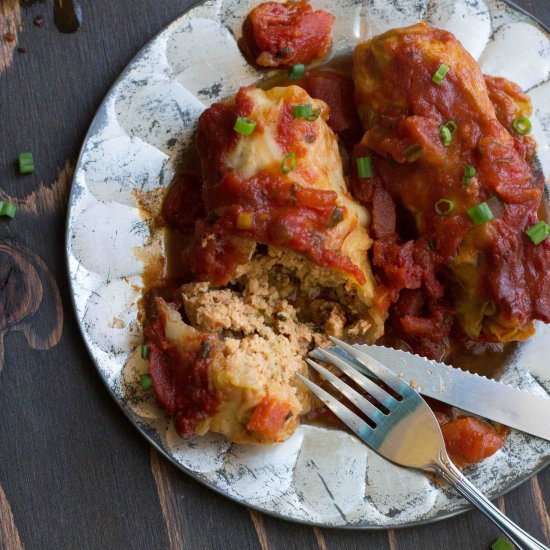 Ground Turkey and Ale Cabbage Rolls