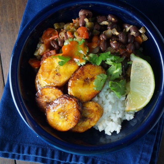 Black Beans and Rice with Plantains