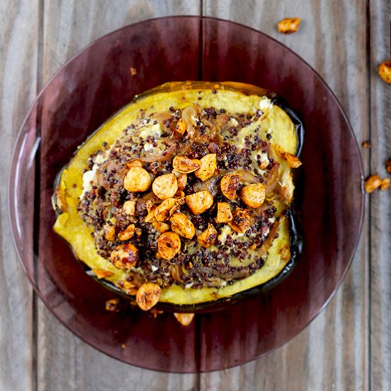 Quinoa Feta stuffed Acorn Squash