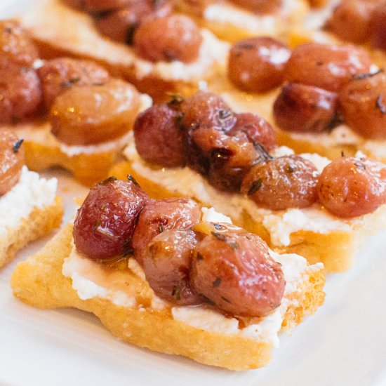 Roasted Grape and Ricotta Crostini