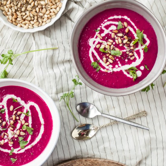 Beet & Tahini Soup With Za’atar