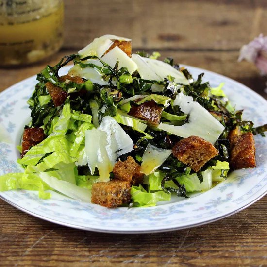 Crispy Collard Green Caesar Salad