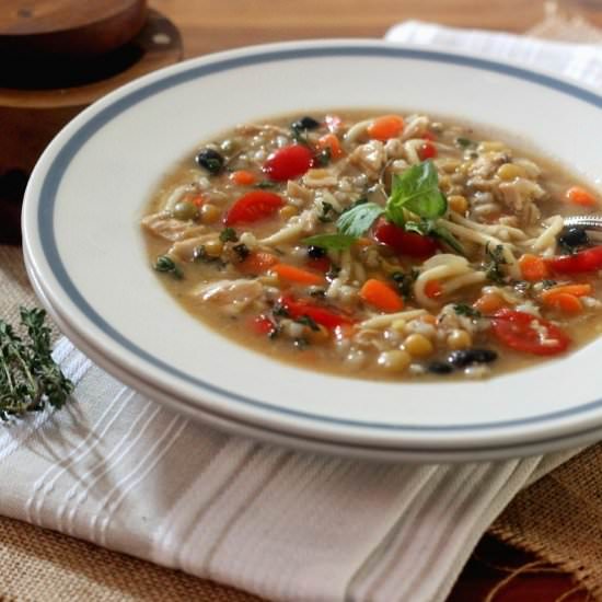 Chicken Vegetable Soup with Pesto