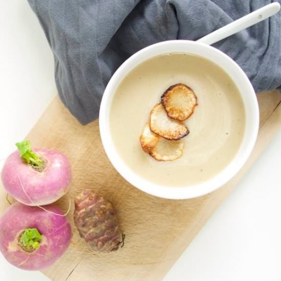 Turnip and jerusalem artichoke soup