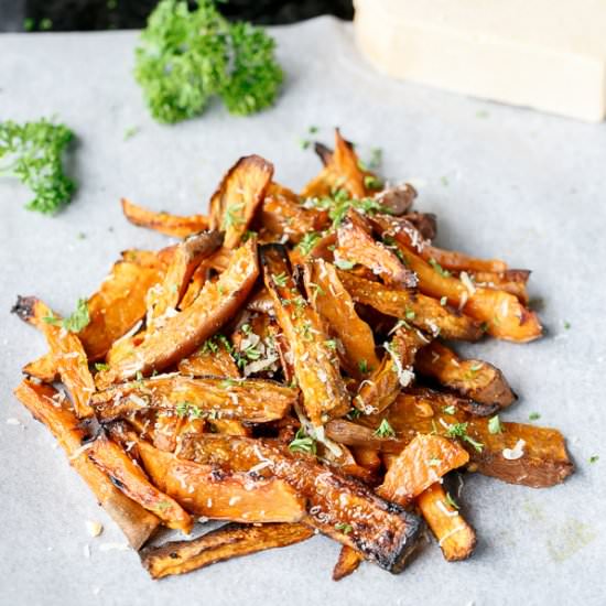 Garlic Butter Sweet Potato Wedges