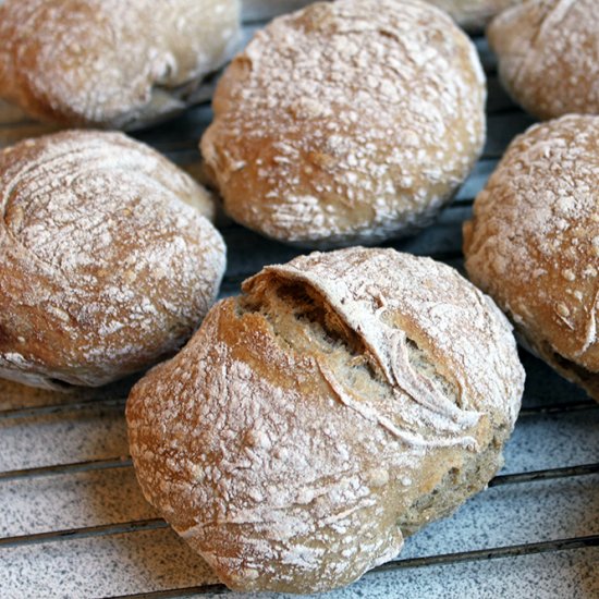 Overnight sourdough buns