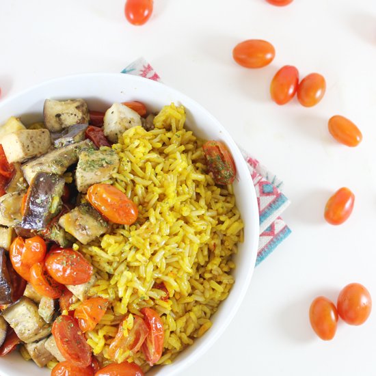 Saffron Rice with Vegetables & Tofu