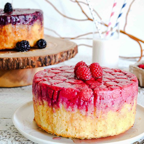 Berry almond upside down cakes