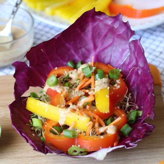 Rainbow Tacos & Almond Butter Sauce