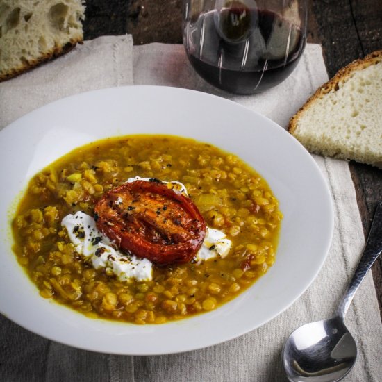 Roasted Tomato and Lentil Soup