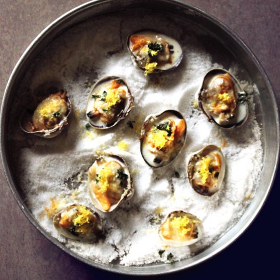 Clams with lemon thyme and parmesan