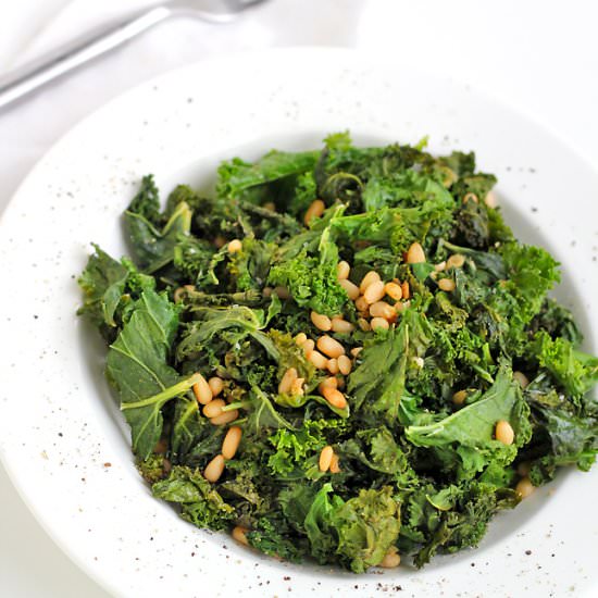 Panfried Kale with Pine Nuts