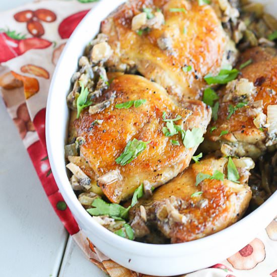 Chicken Thigh with Mushroom Garlic