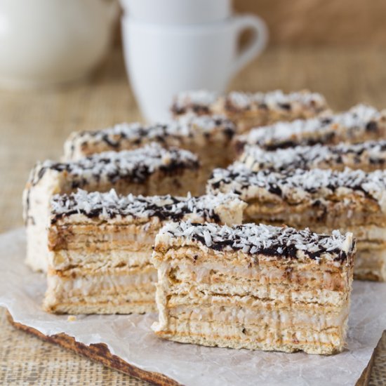 No bake walnut and coconut cake