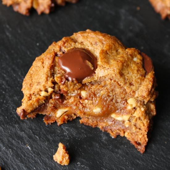 Caramel Stuffed PB Cookies