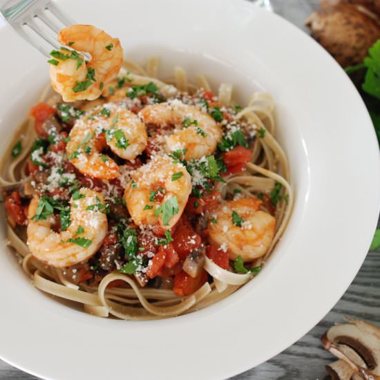 Truffle Fettuccine with Shrimp