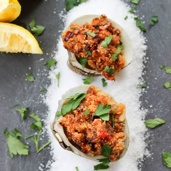 Chorizo Stuffed Clams