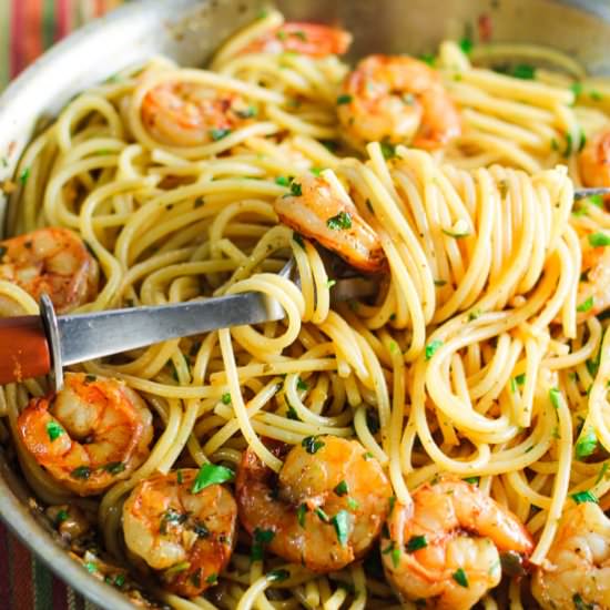 Easy Shrimp Scampi Spaghetti