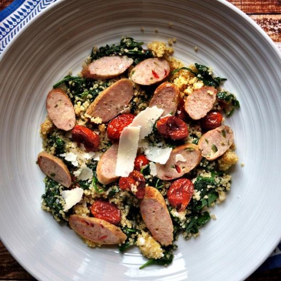 Spinach Tomato Quinoa with Sausage