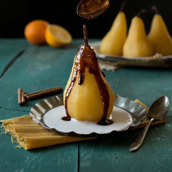 Orange Chai Poached Pears