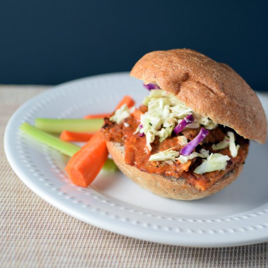 Buffalo Tempeh Sandwich w/ACV Slaw