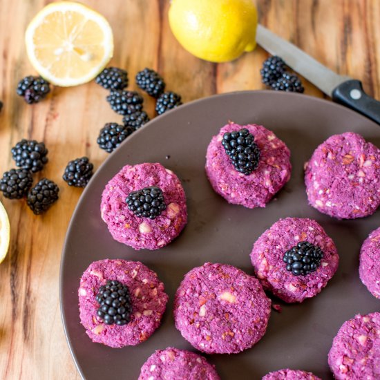 Raw, Vegan lemon blackberry cookies