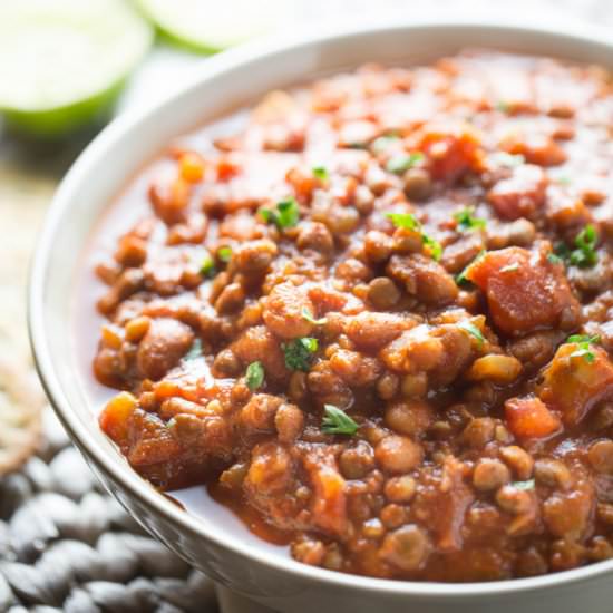 20 Minute Easy Lentil Chili