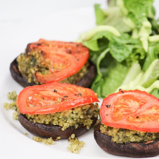 Walnut Pesto & Quinoa Mushrooms