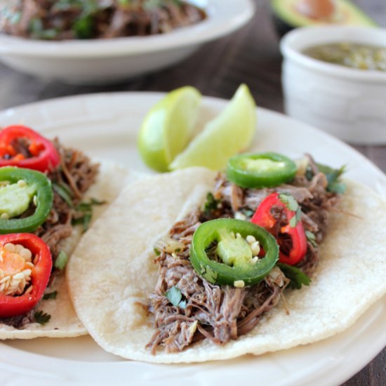 Slow Cooked Beef Barbacoa Tacos