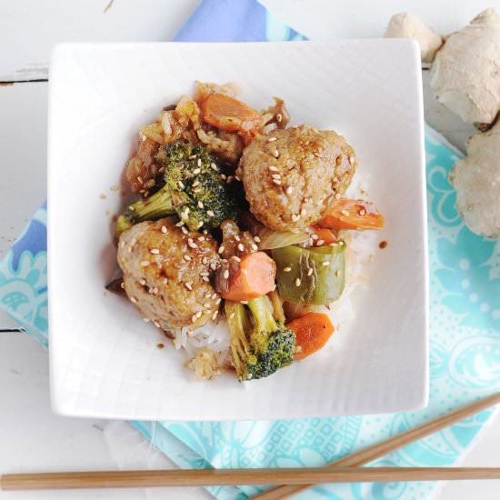 Teriyaki Turkey Meatball Stirfry