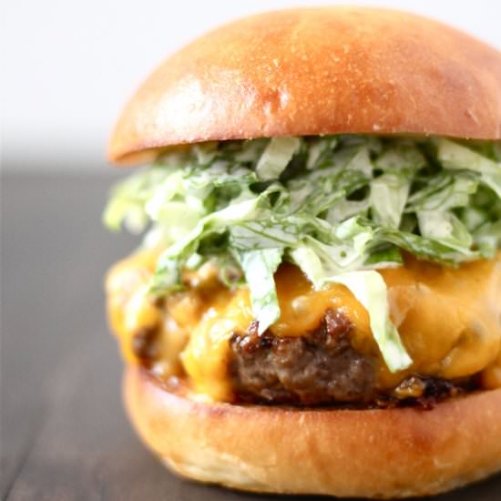 Ground Burgers with Romaine Slaw