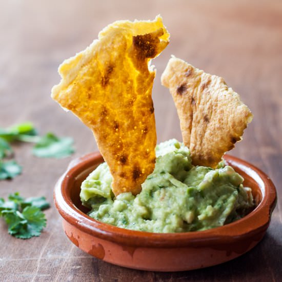 Socca Chips and Guacamole