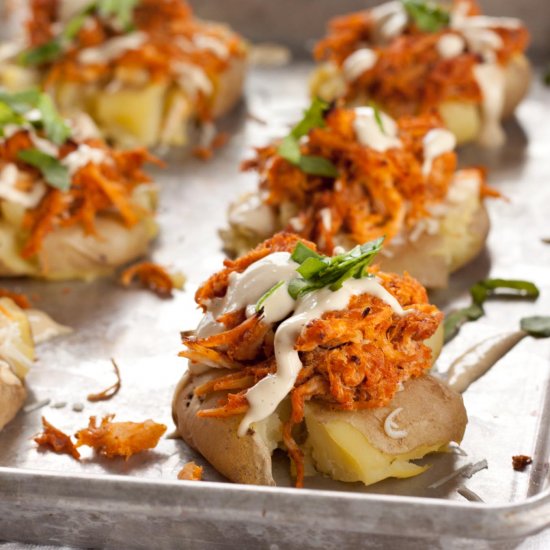 Buffalo Chicken Potato Smashers