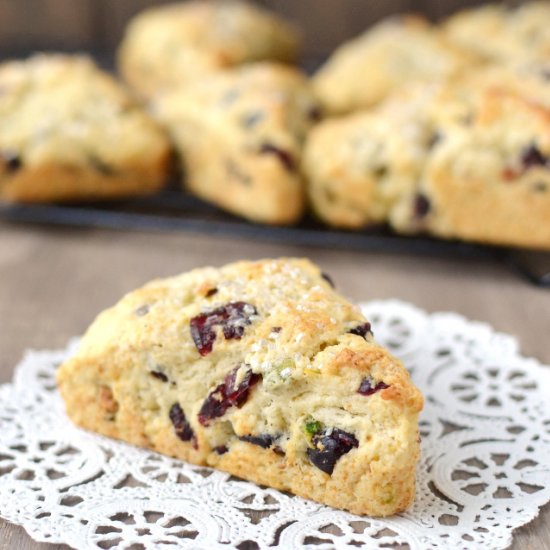 Cranberry Pistachio Cream Scones