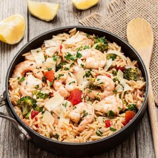 One Pot Lemon Orzo with Shrimp