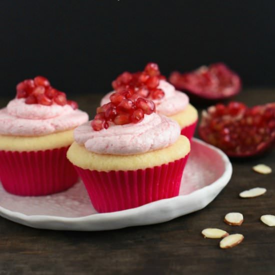 Almond & Pomegranate Cupcakes