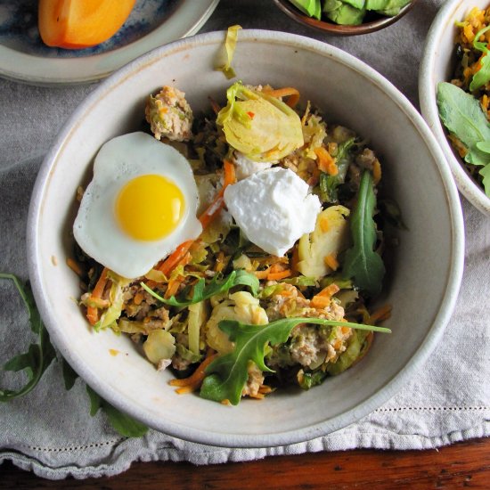 Brussels Sprout Sweet Potato Hash