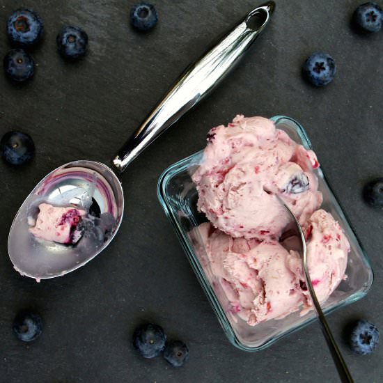 Rhubarb-Blueberry-Honey Ice Cream