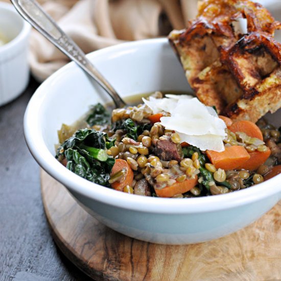 Lentil Soup with Kale + Bacon