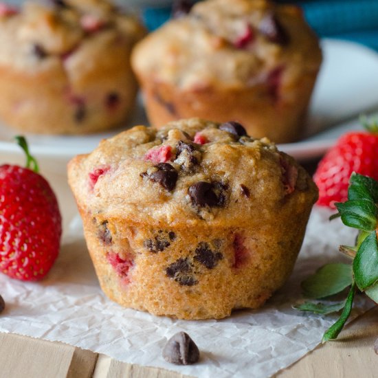 Skinny Strawberry Choc Chip Muffins